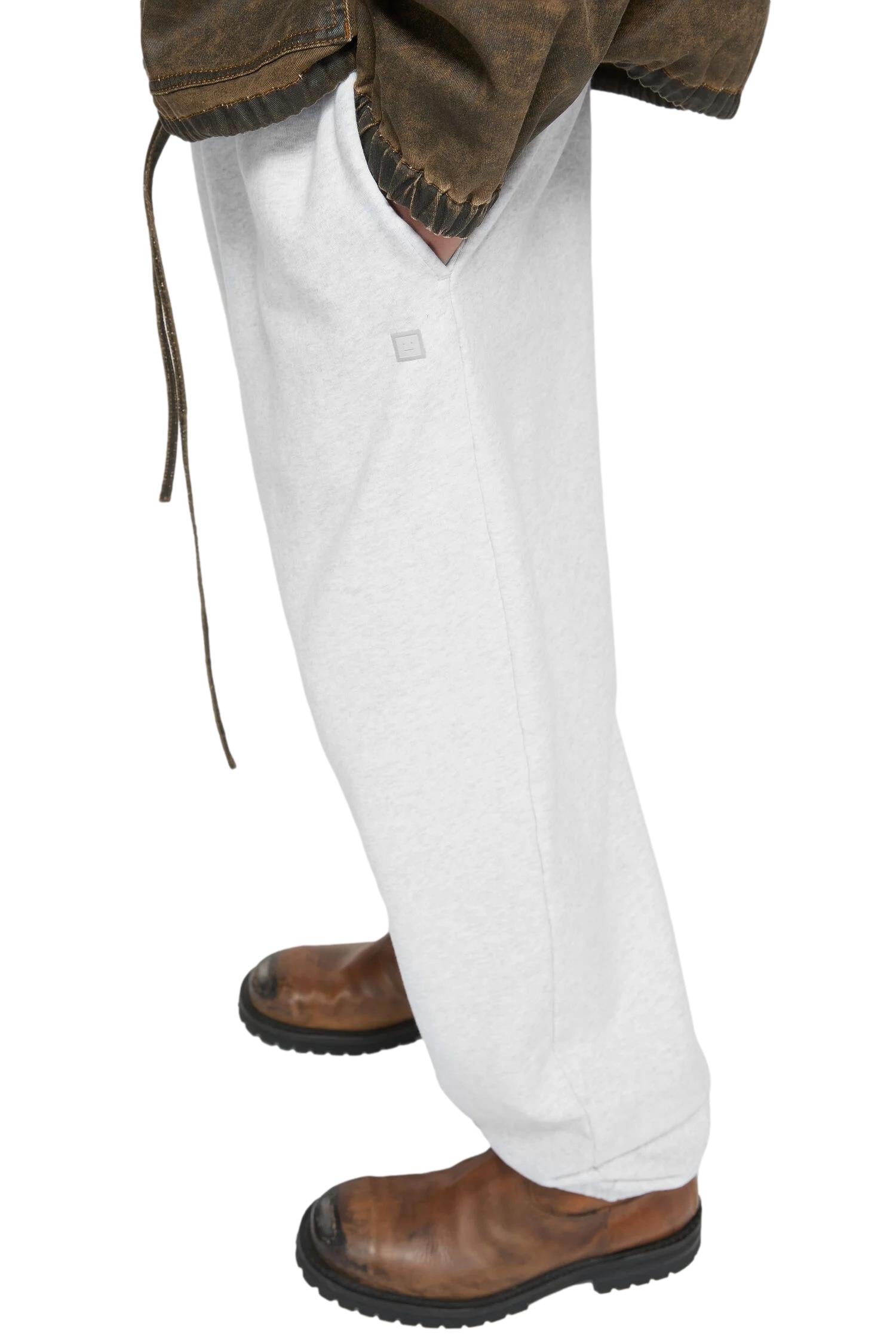 Acne Cotton Sweatpants Face Joggebukse Lysegrå - modostore.no