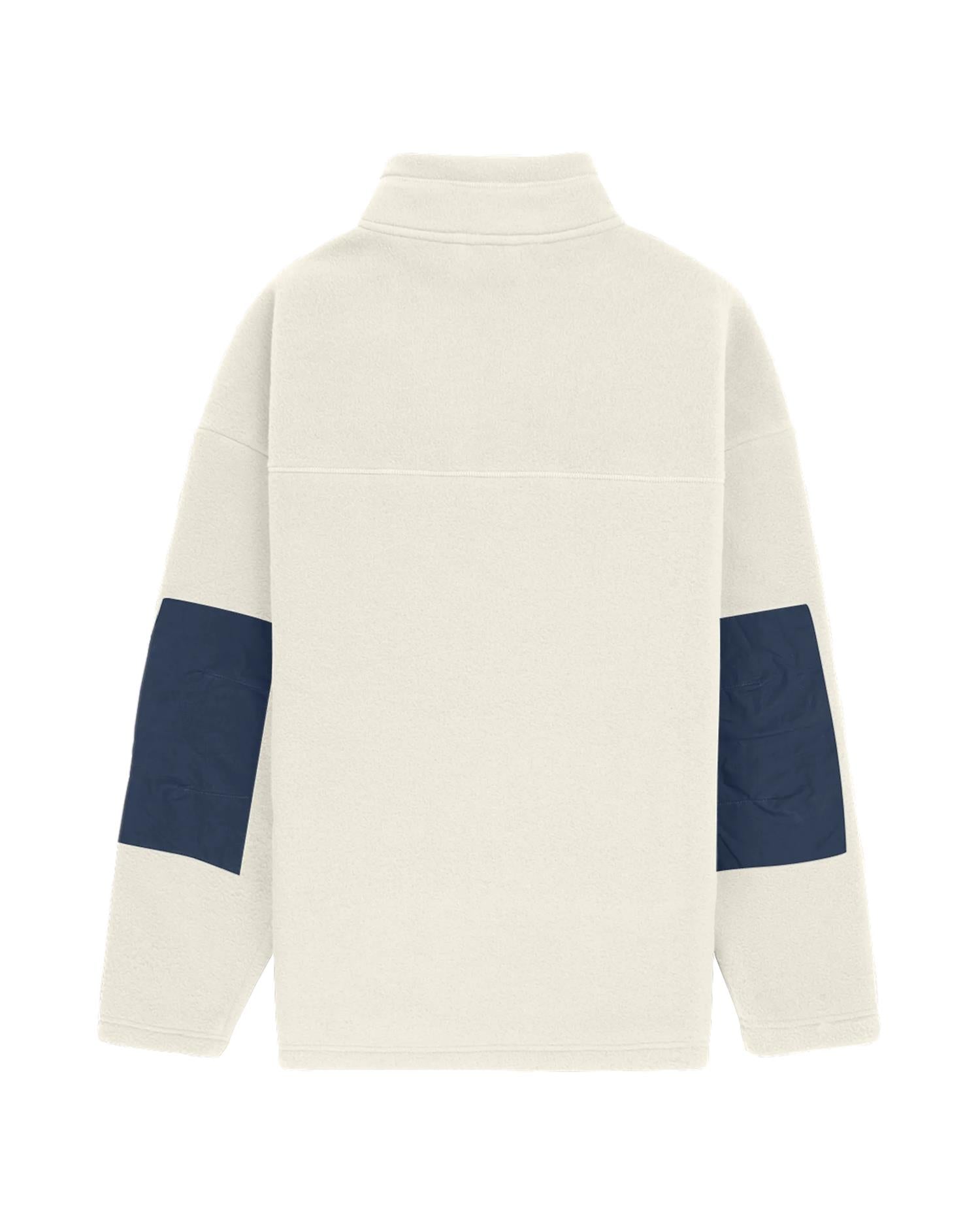 Amundsen V-bond Waxed Fleece Mens Genser Hvit Og Mørkeblå - modostore.no