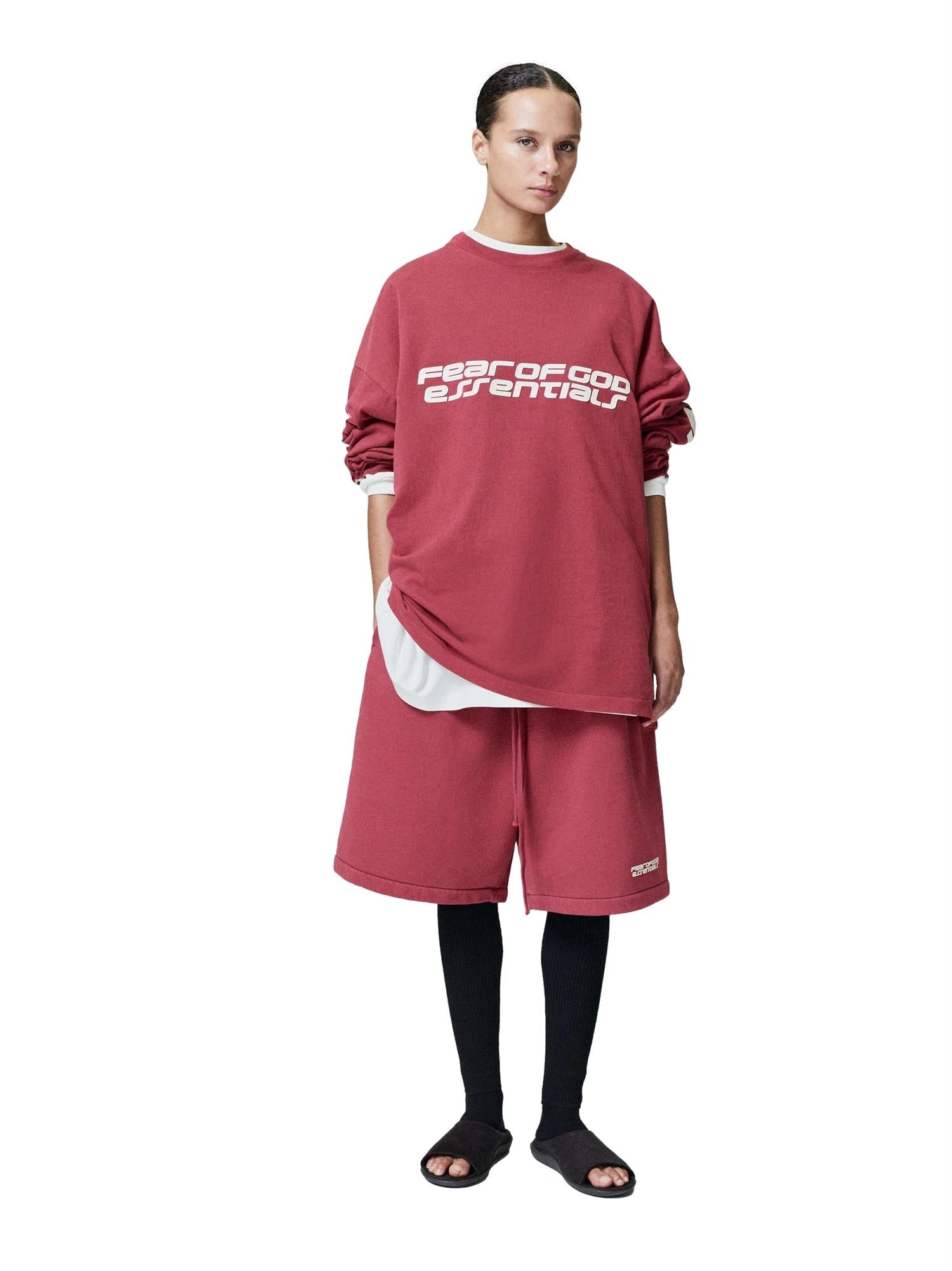 Fear of God Essentials 90'S Long Sleeve Tee Longsleeve Rød - modostore.no