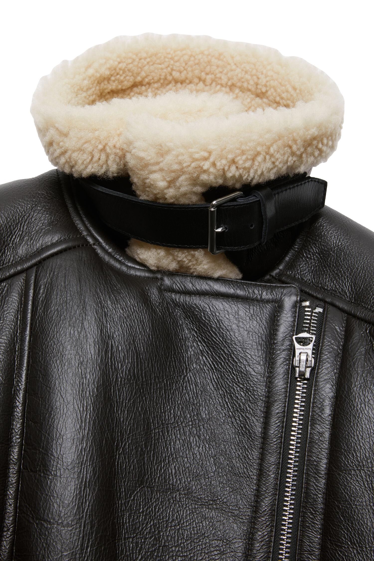 Acne Leather Shearling Jacket Jakke Brun/Beige - modostore.no