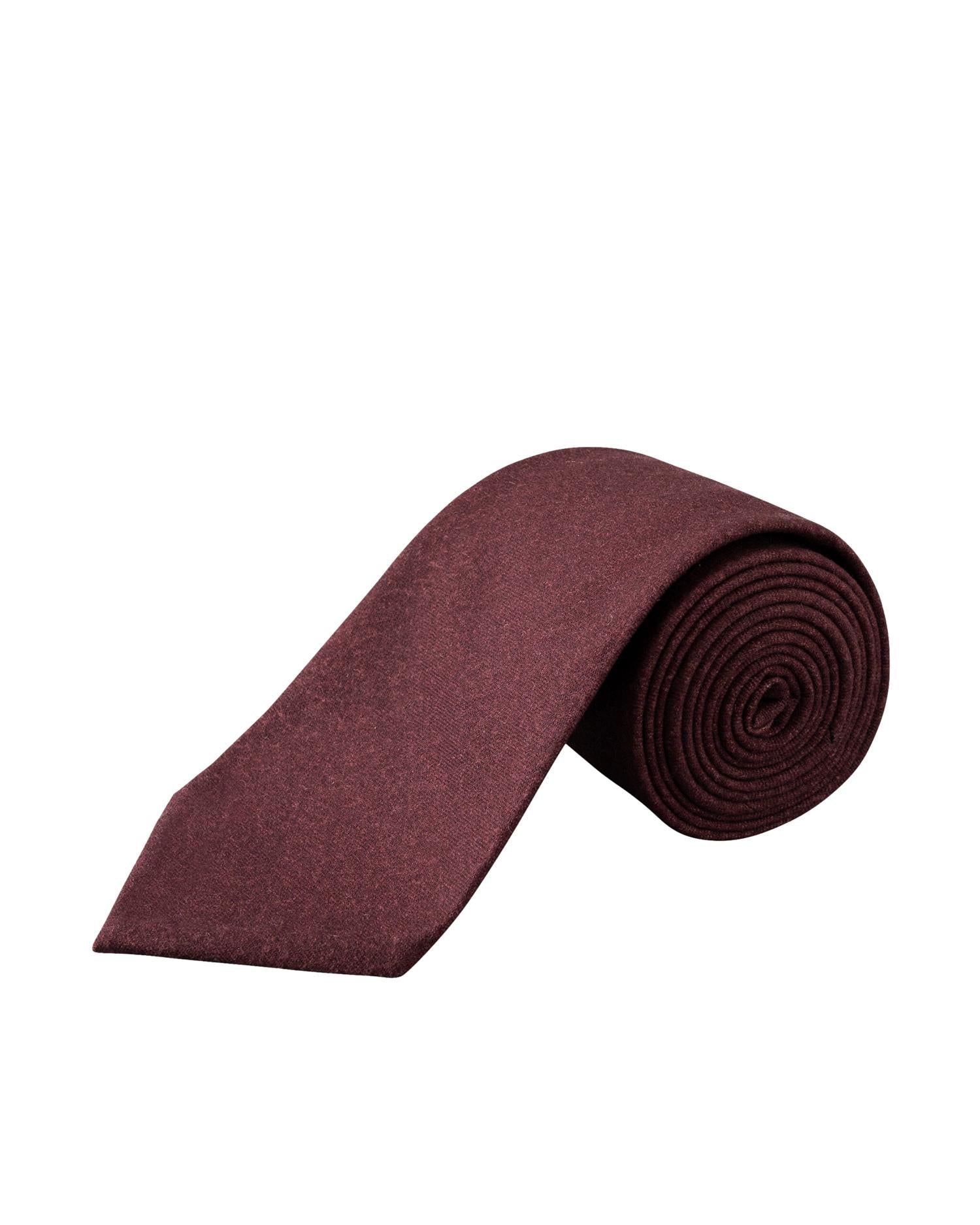 Eton solid ullflanell slips i mørkerødt, klassisk slips av høy kvalitet, vist på bilde.