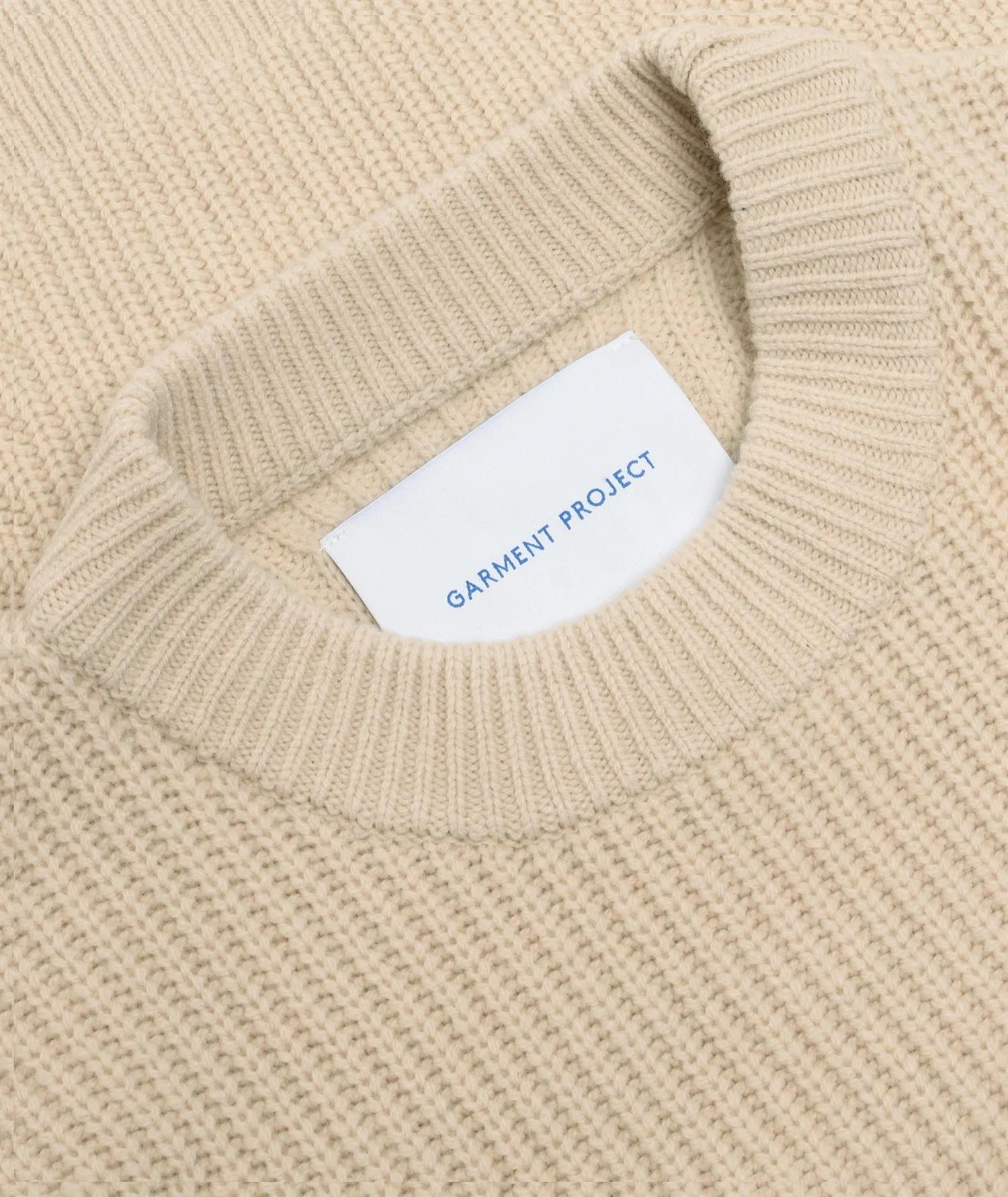 Garment Project Boxy Wool Knit Bone Genser Beige - modostore.no