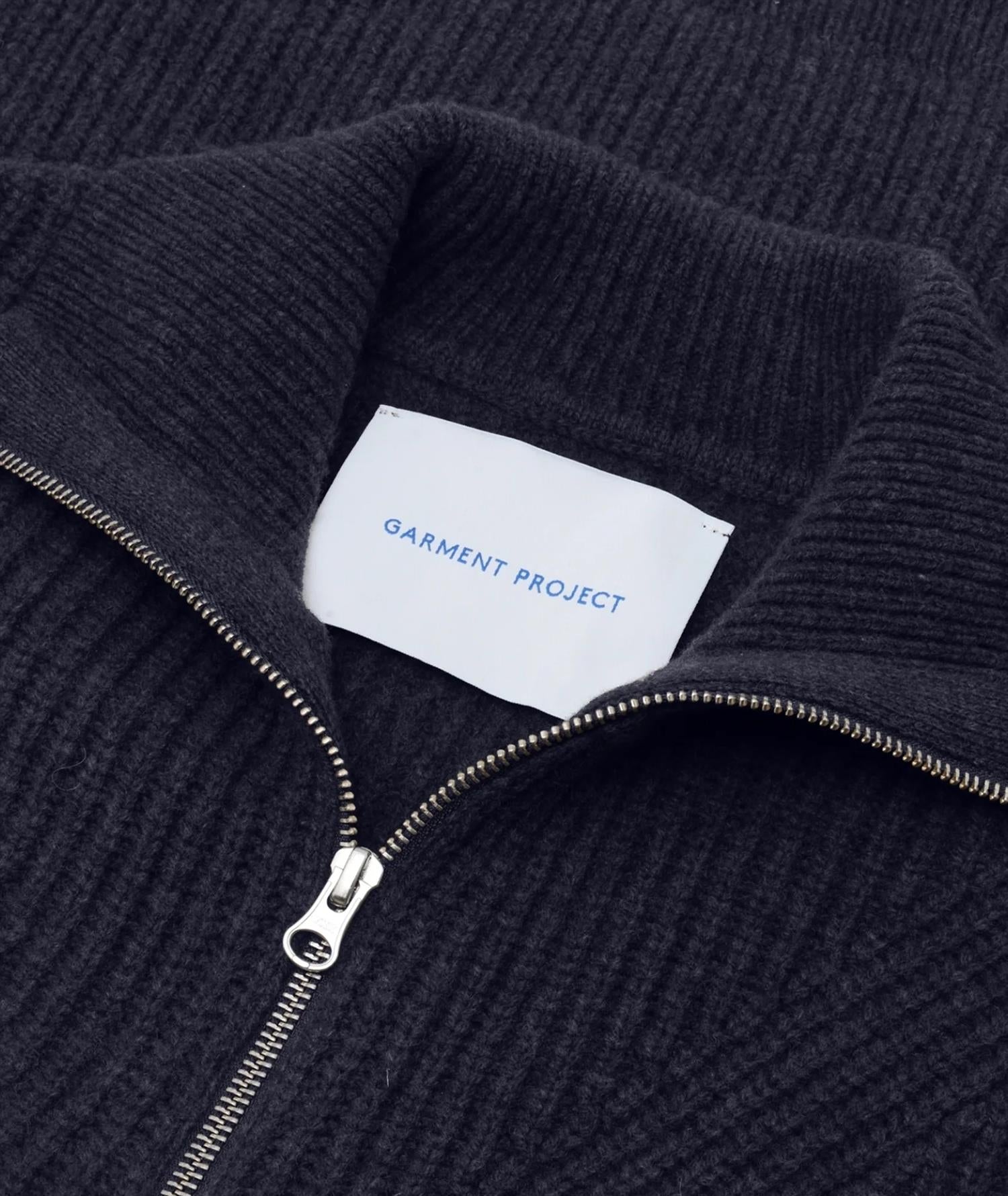 Garment Project Half Zip Wool Knit Genser Navy - modostore.no