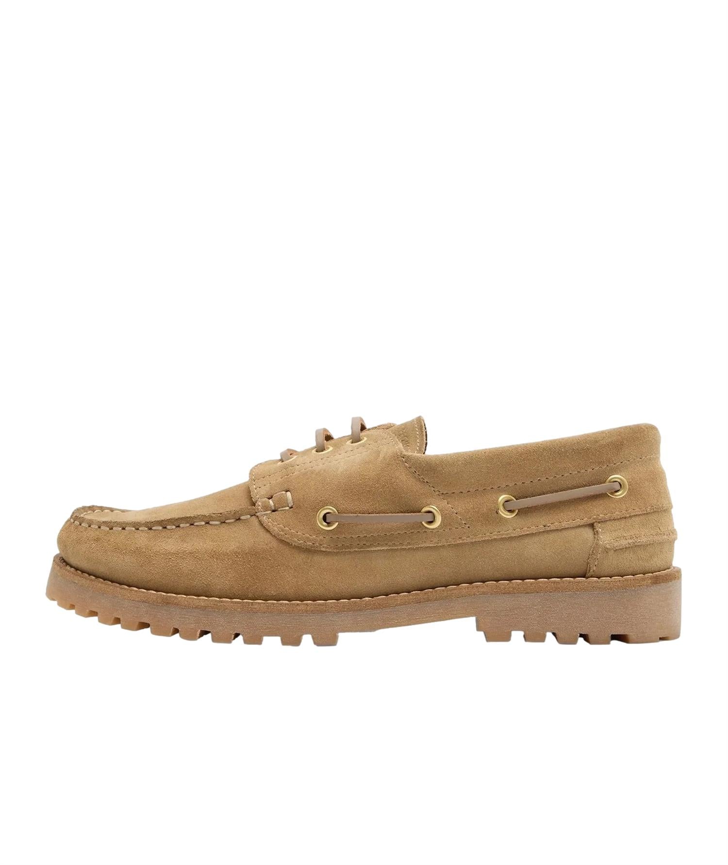 Garment Project Ollie Boat Shoe - Earth Suede Sko Beige - modostore.no