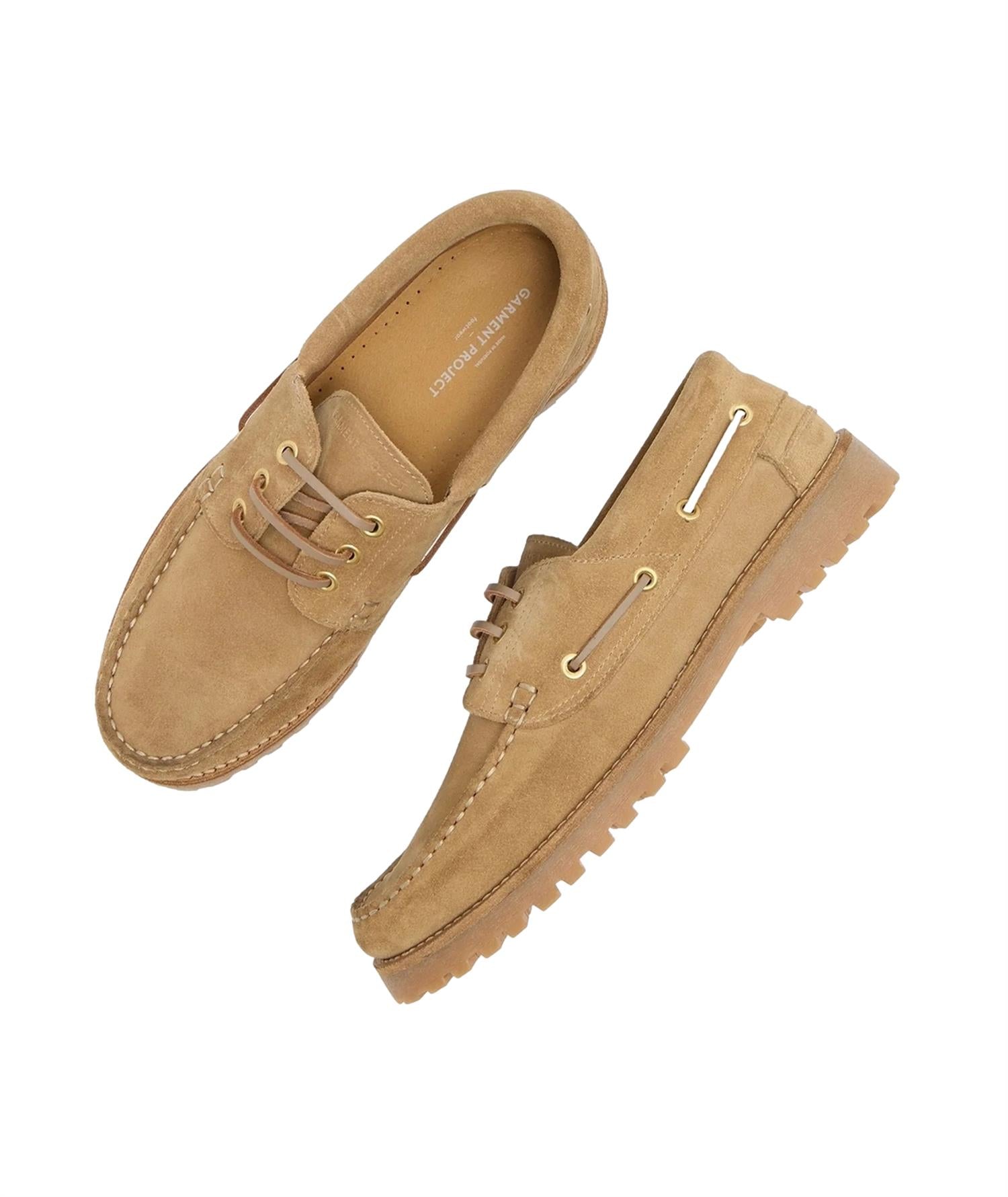 Garment Project Ollie Boat Shoe - Earth Suede Sko Beige - modostore.no
