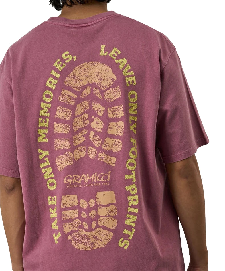 Gramicci Footprints Tee Pigment Dyed T-shirt Rosa - modostore.no