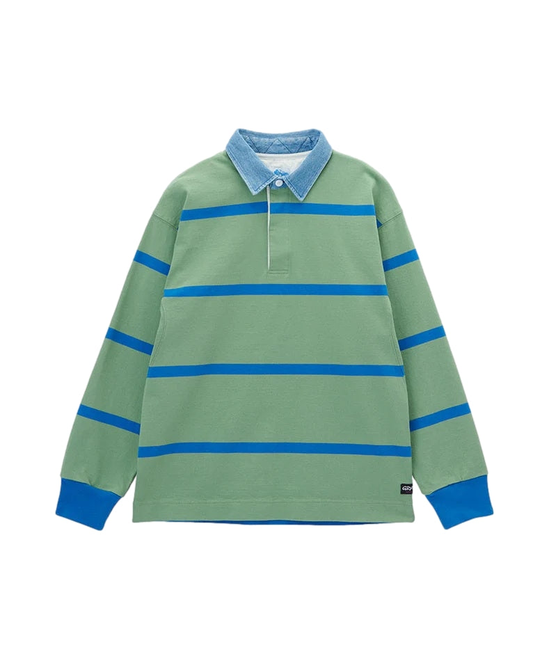 Gramicci Langdon Rugby Shirt Longsleeve Grønn Og Blå - modostore.no
