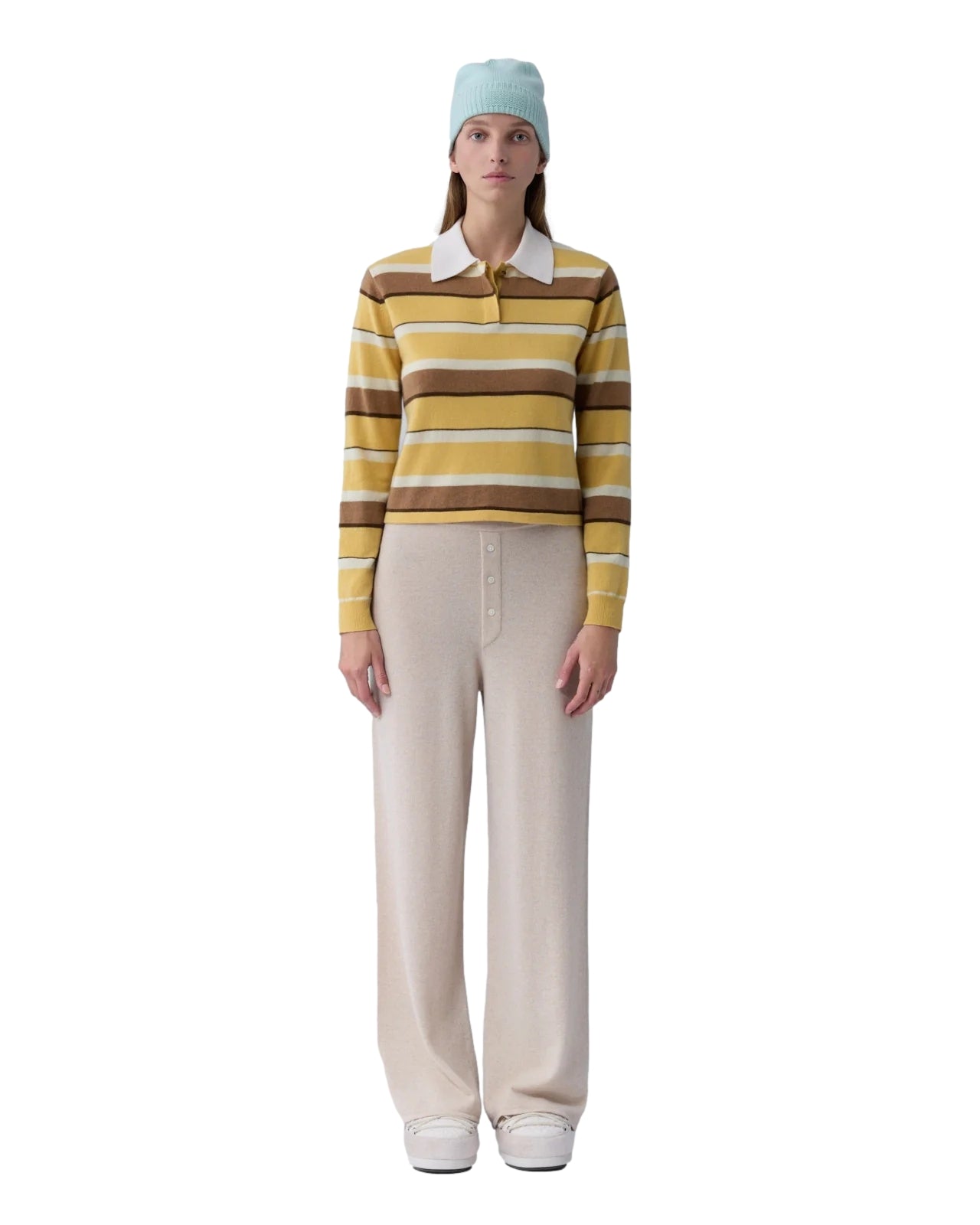 Guest In Residence Cropped Stripe Rugby Genser Brun/Gul - modostore.no