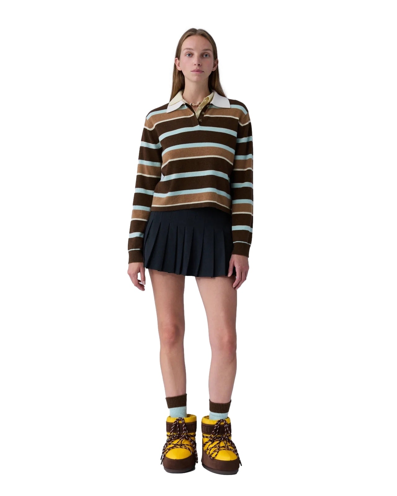Guest In Residence Cropped Stripe Rugby Genser Brun Mønster - modostore.no