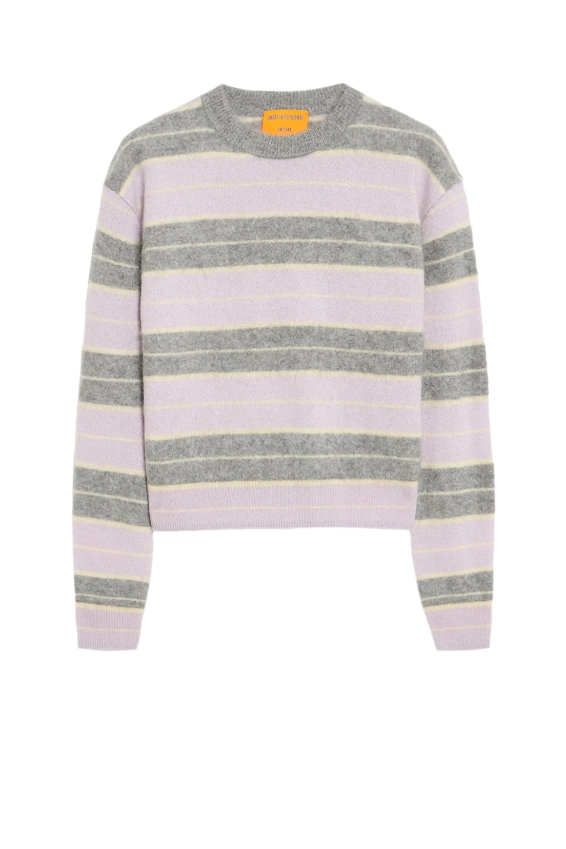 Guest In Residence Grizzly Stripe Crew Genser Lilla/Grå - modostore.no