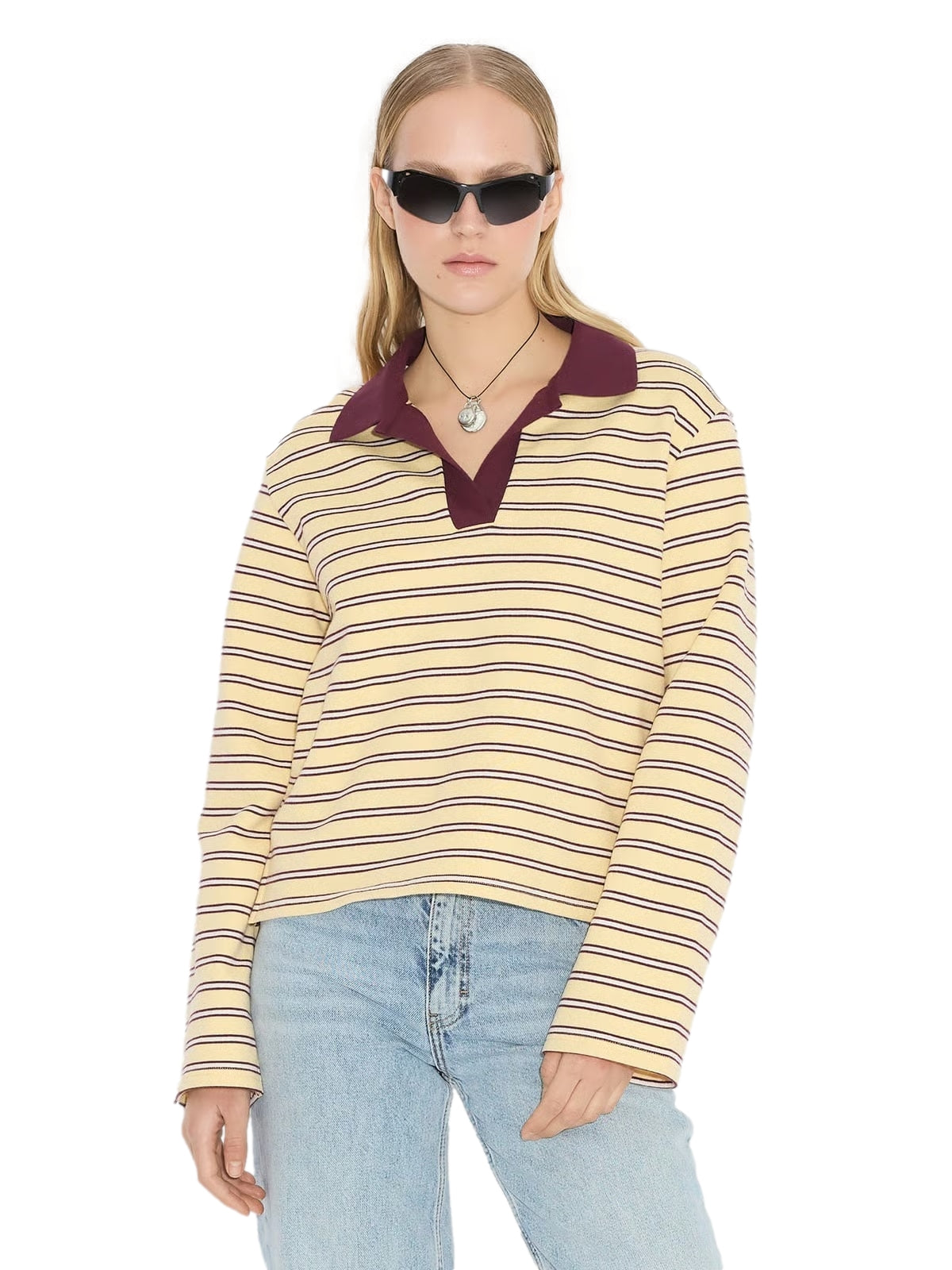 Holzweiler Elena Striped Polo Genser Gul - modostore.no