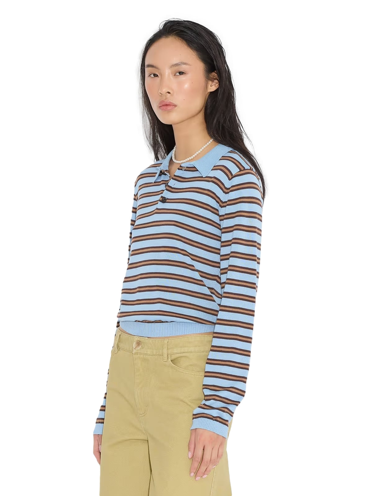 Holzweiler Florence Stripe Polo Genser Blå Mønster - modostore.no