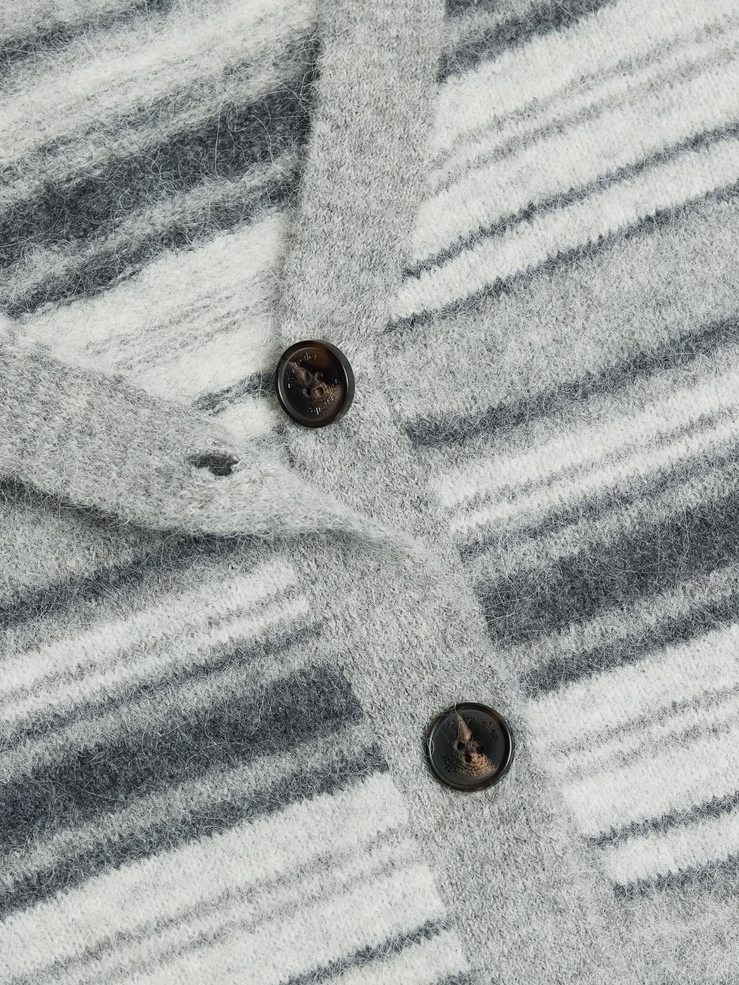 Holzweiler Fluffy Stripe Cardigan Cardigan Grå Striper - modostore.no