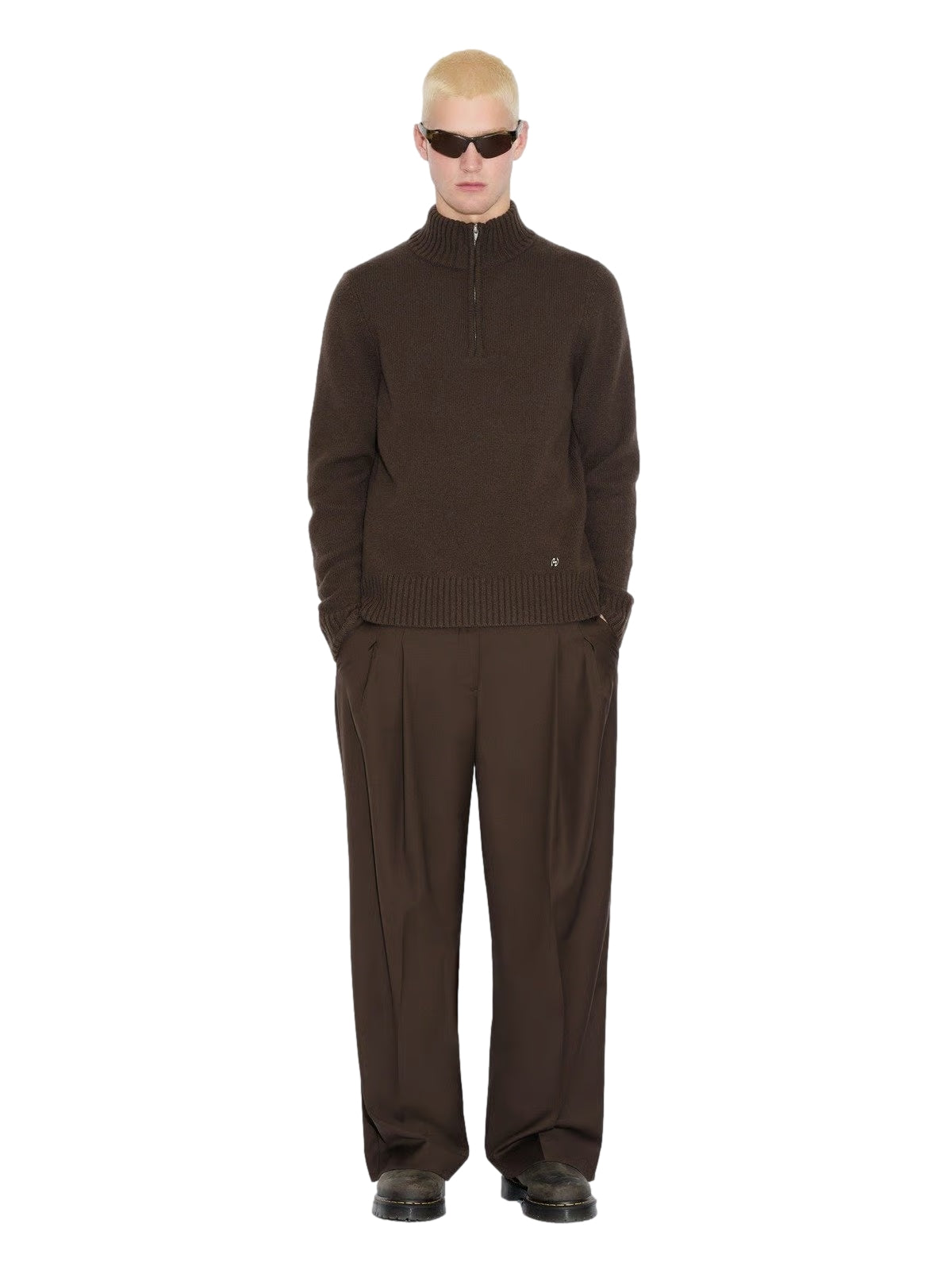 Holzweiler M. Wool Half Zip Genser Brun - modostore.no