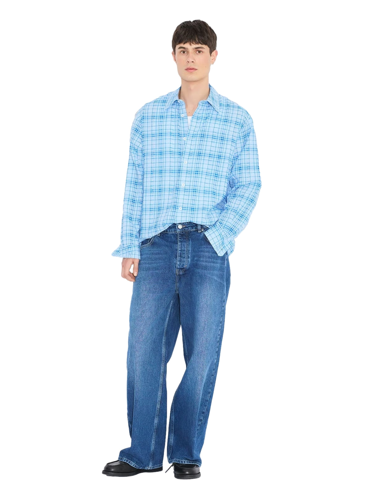 Holzweiler Regular Check Shirt Skjorte Blå - modostore.no