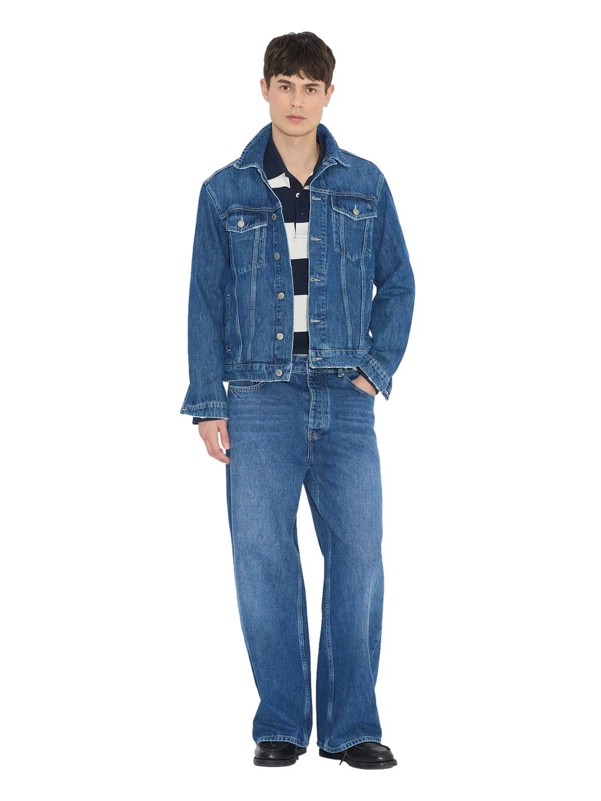 Holzweiler Rugby Polo Genser Hvit Og Mørkeblå - modostore.no