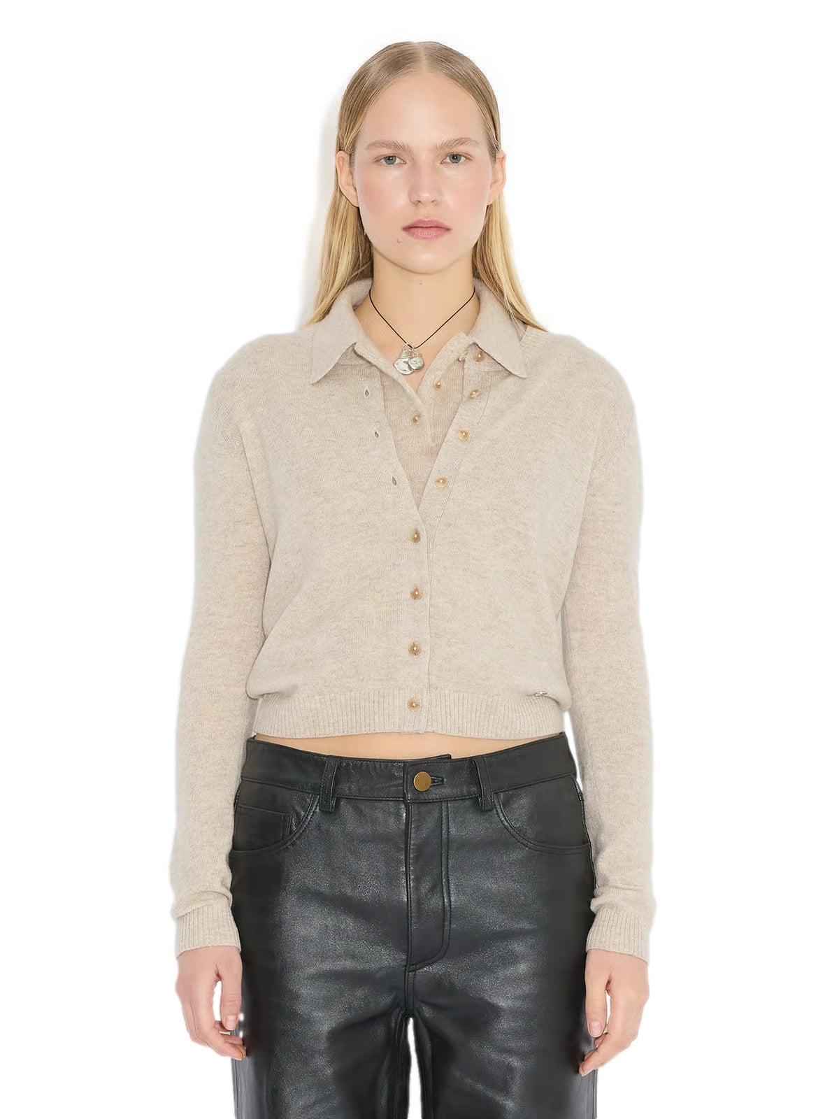 Holzweiler W Slim Cashmere Cardigan Cardigan Sand - modostore.no