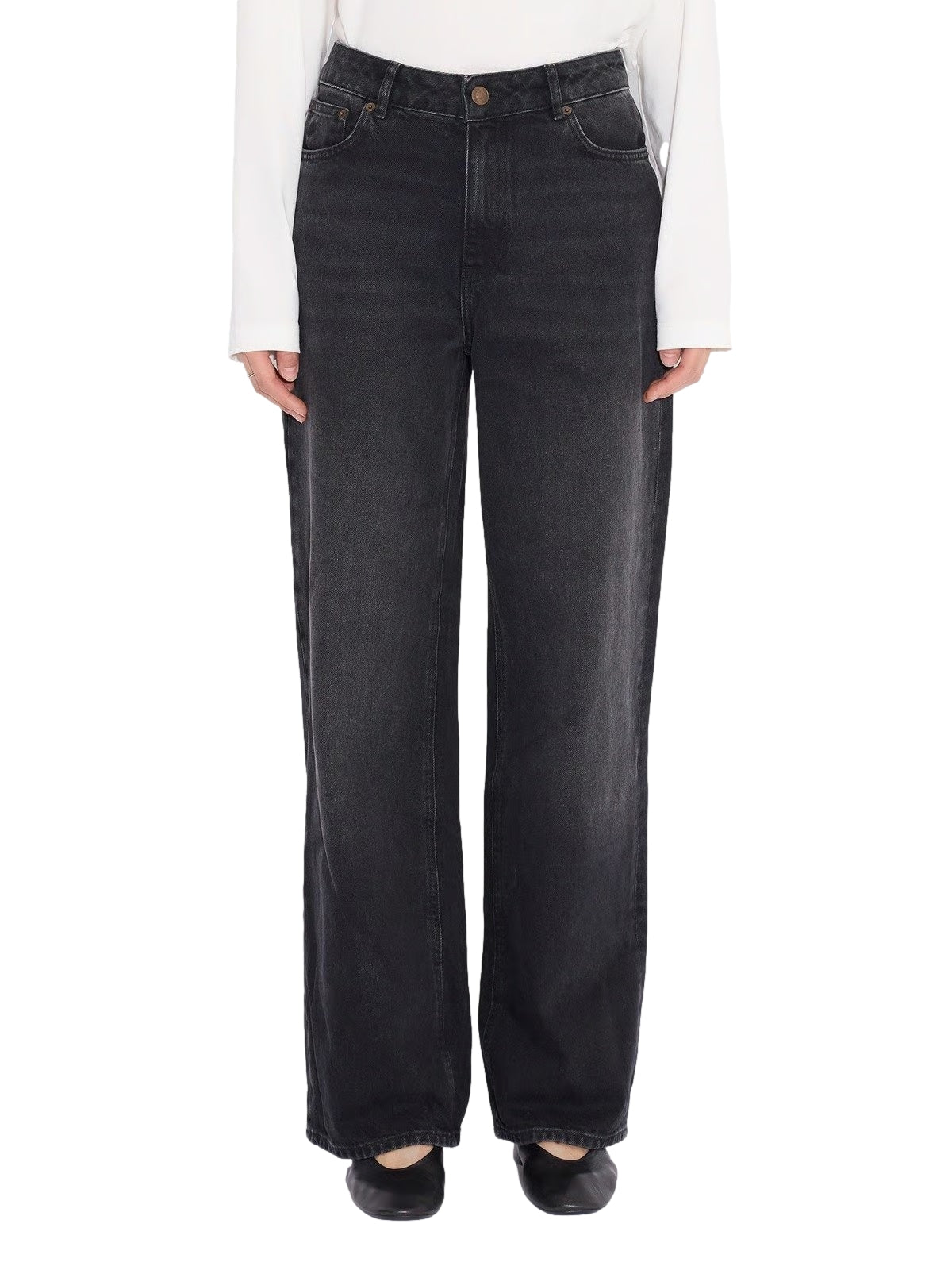 Holzweiler W Wide-Leg Jeans Jeans Vasket Sort - modostore.no