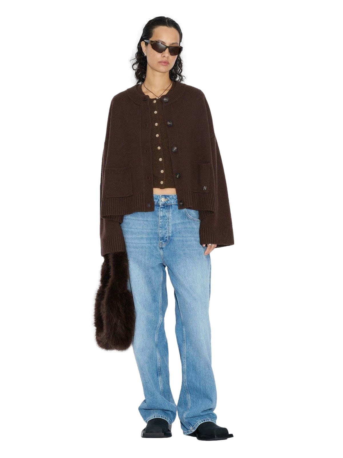 Holzweiler W Wool Wide Cardigan Cardigan Brun - modostore.no