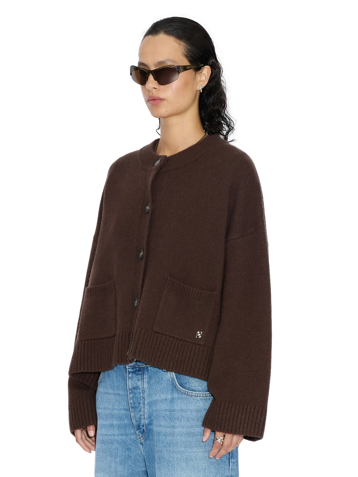 Holzweiler W Wool Wide Cardigan Cardigan Brun - modostore.no