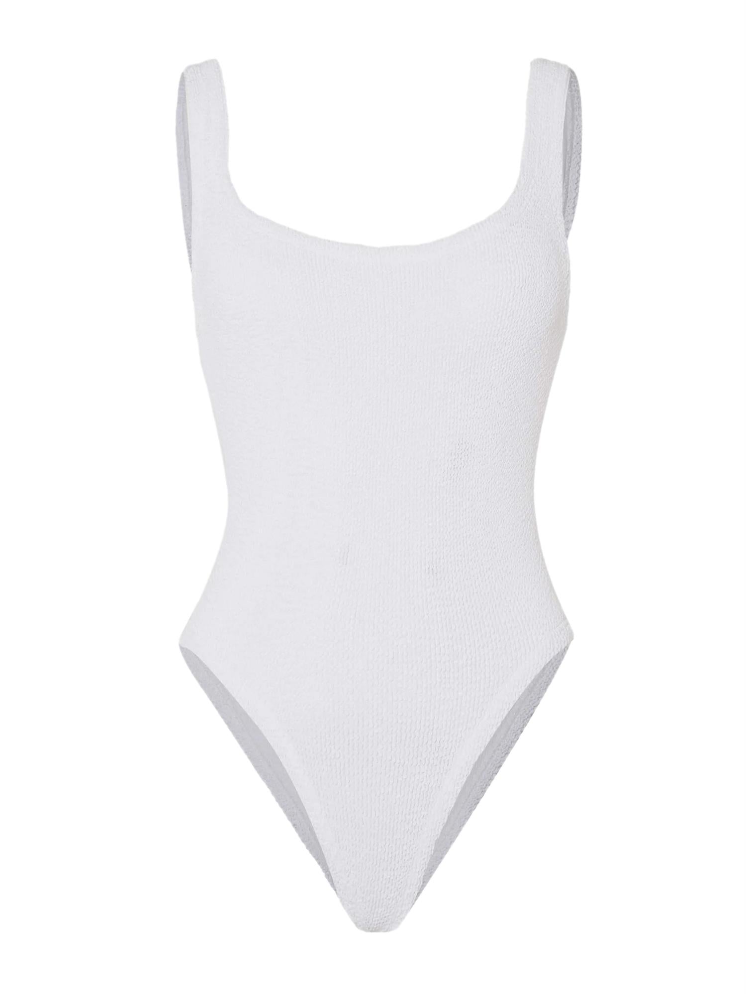 Hunza G Square Neck Swim Crinkle Badedrakt Hvit - modostore.no