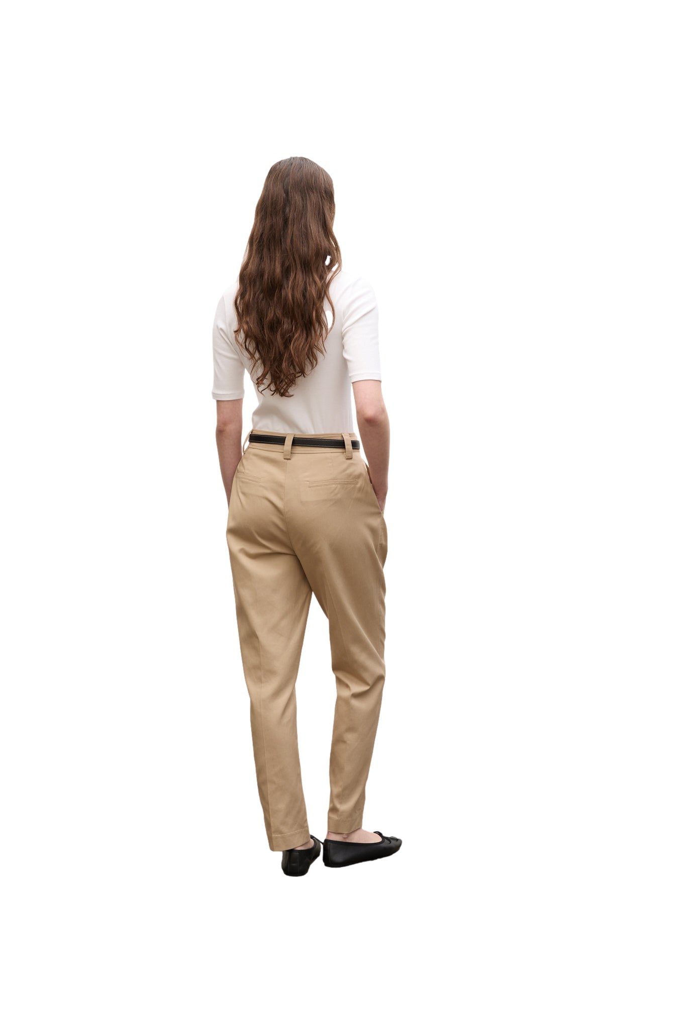 Julie Josephine klassiske twill chino bukse i beige, komfortabel og stilfull for hverdagsbruk.