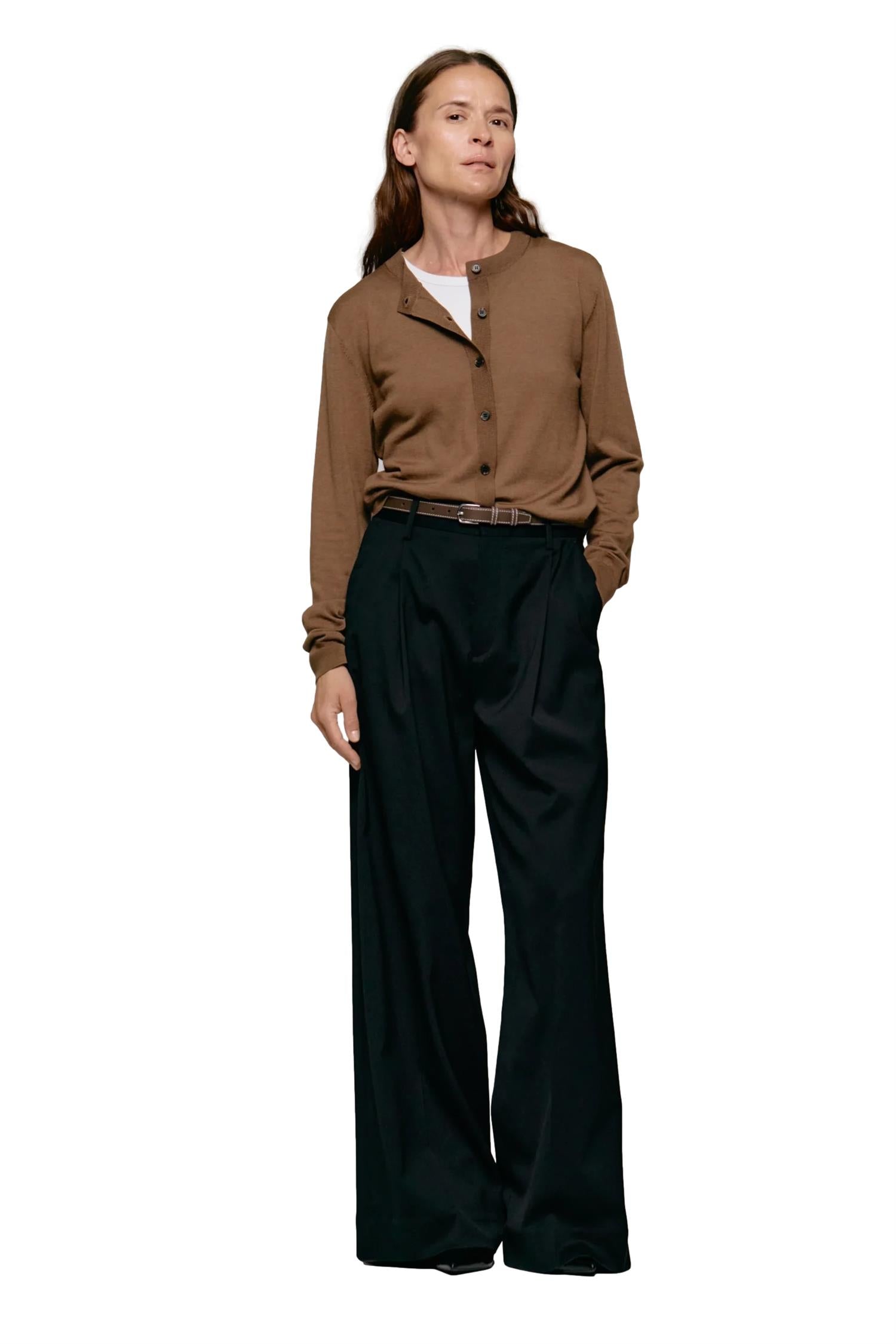 Julie Josephine Lilja Merino Cardigan Cardigan Brun - modostore.no