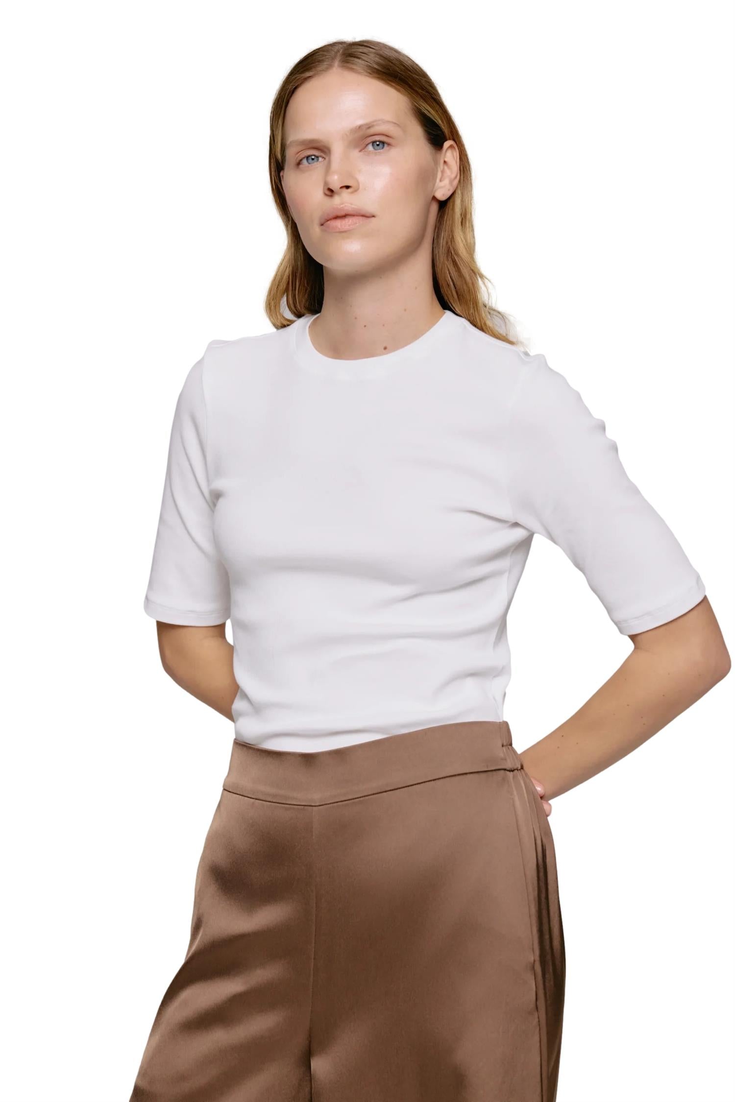 Julie Josephine Marianne Rib Tee T-shirt Hvit - modostore.no