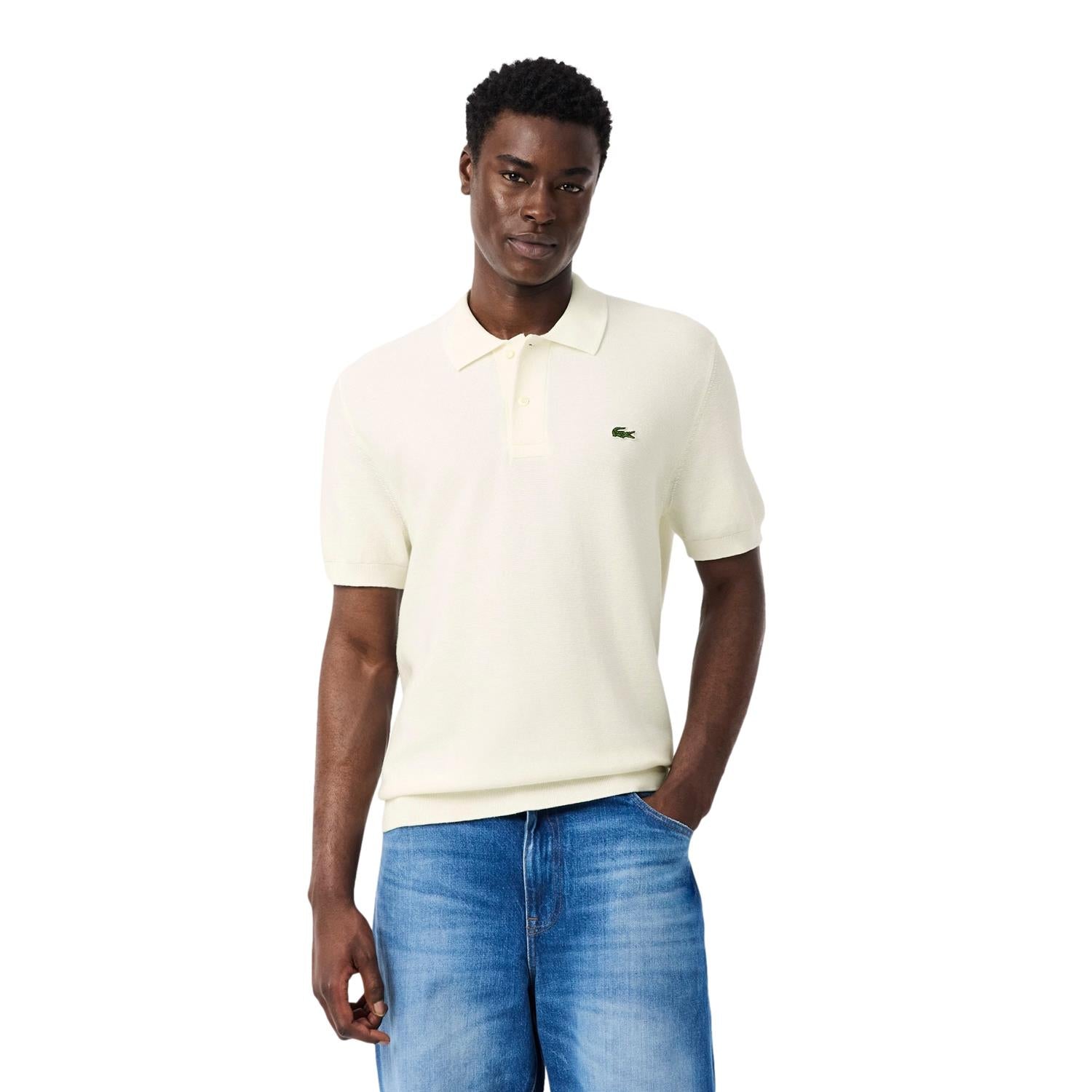 Lacoste Classic Fit Knitted Polo Shirt T-shirt Hvit - modostore.no