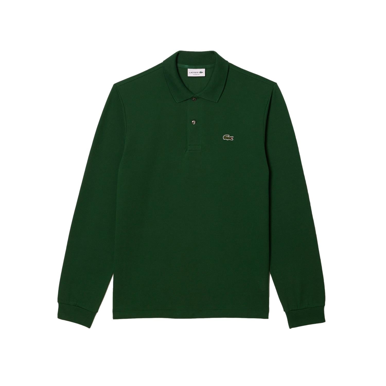 Lacoste Classic Fit Long Sleeved Polo Shirt Longsleeve Mørkegrønn - modostore.no