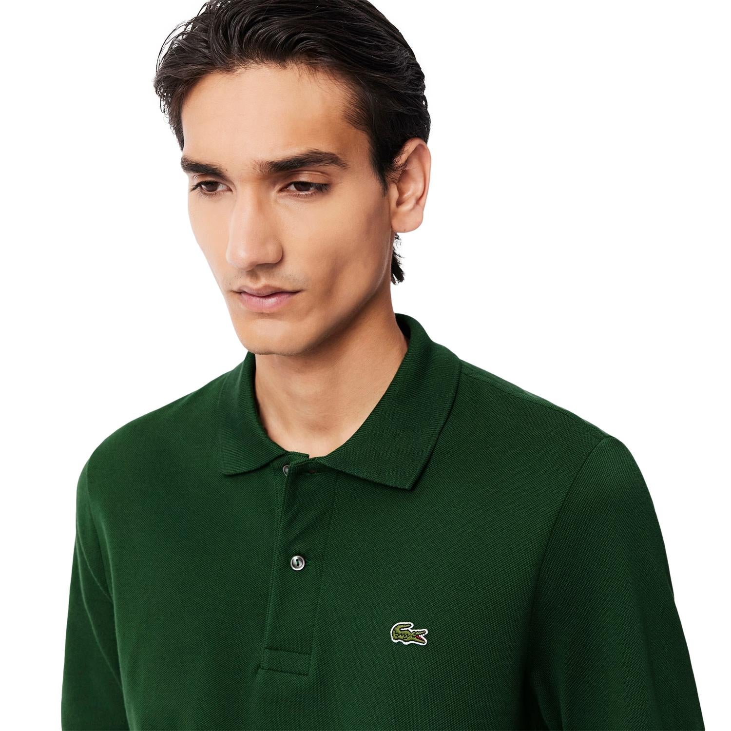 Lacoste Classic Fit Long Sleeved Polo Shirt Longsleeve Mørkegrønn - modostore.no
