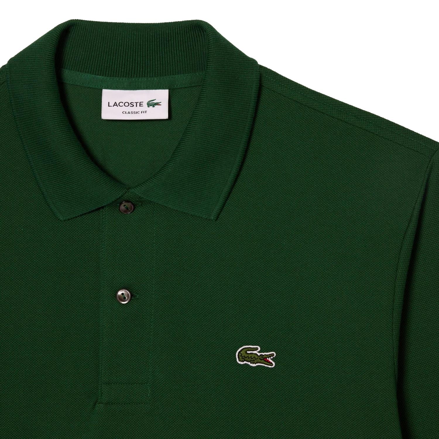 Lacoste Classic Fit Long Sleeved Polo Shirt Longsleeve Mørkegrønn - modostore.no