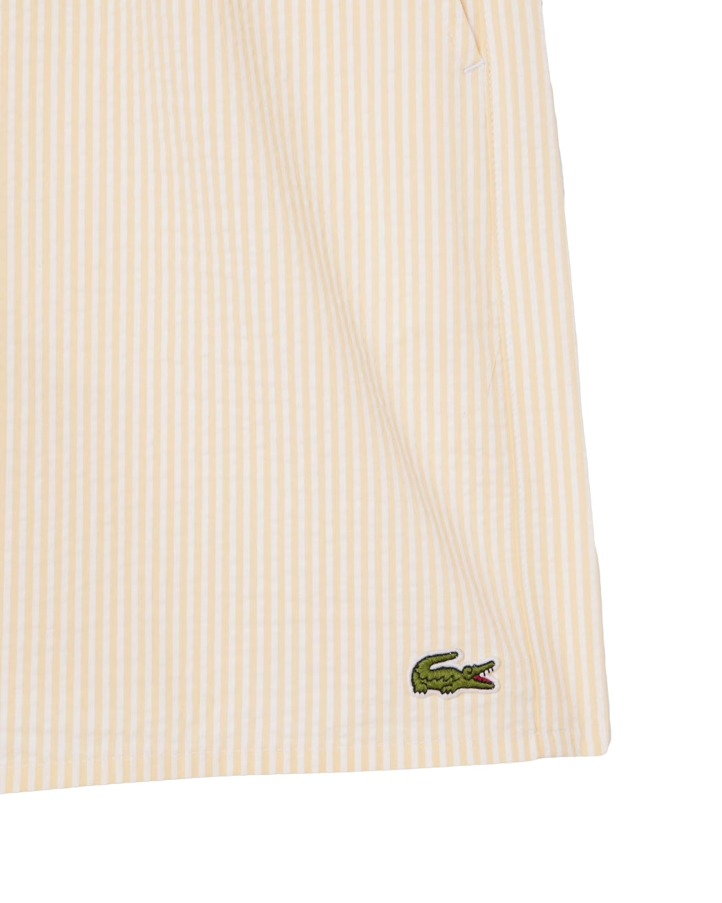 Lacoste Mid Lengths Striped Textured Swim Trunks Badetøy Hvit Og Gul - modostore.no