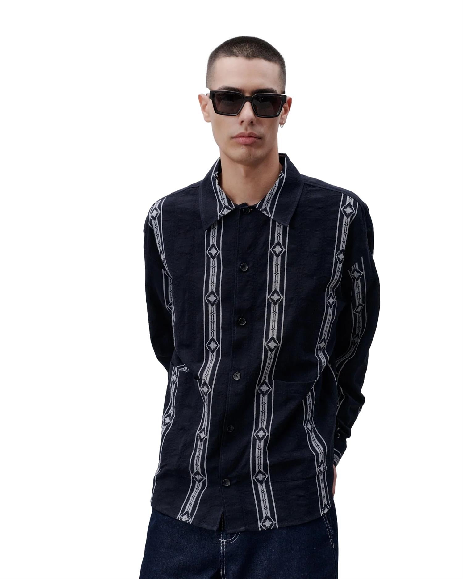 Libertine Libertine Venture Shirt Skjorte Stripet Mørkeblå - modostore.no