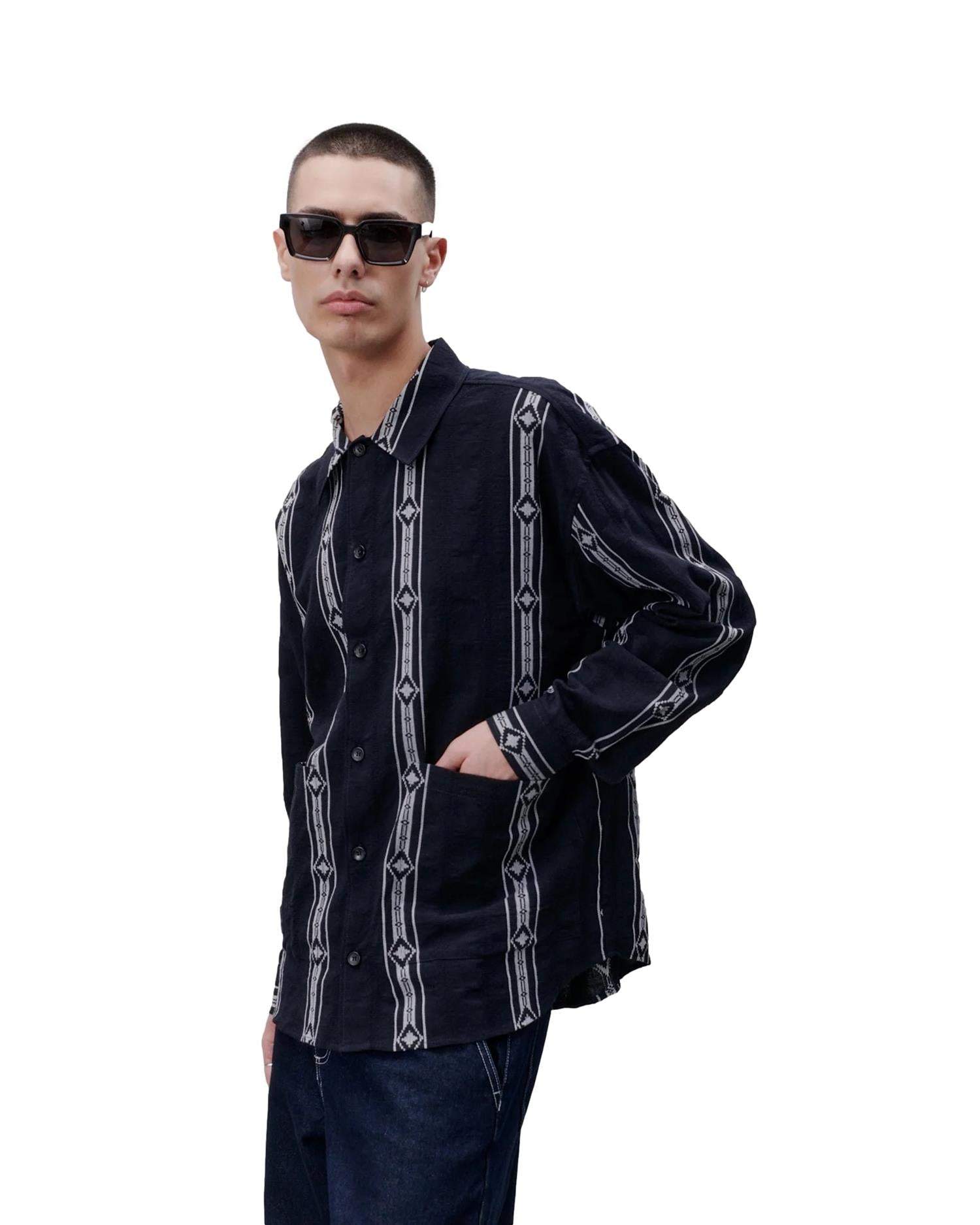 Libertine Libertine Venture Shirt Skjorte Stripet Mørkeblå - modostore.no