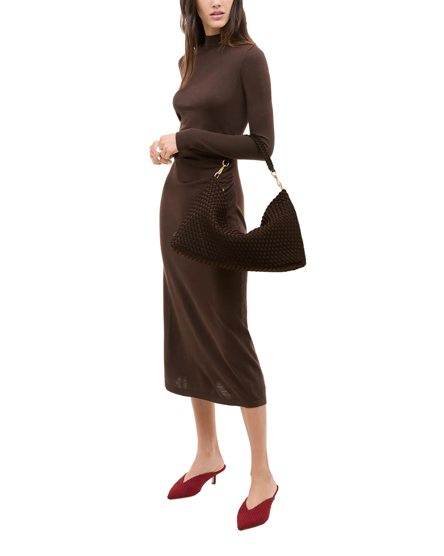 Naghedi Porto Medium Half-Moon Chocolate Veske Brun - modostore.no