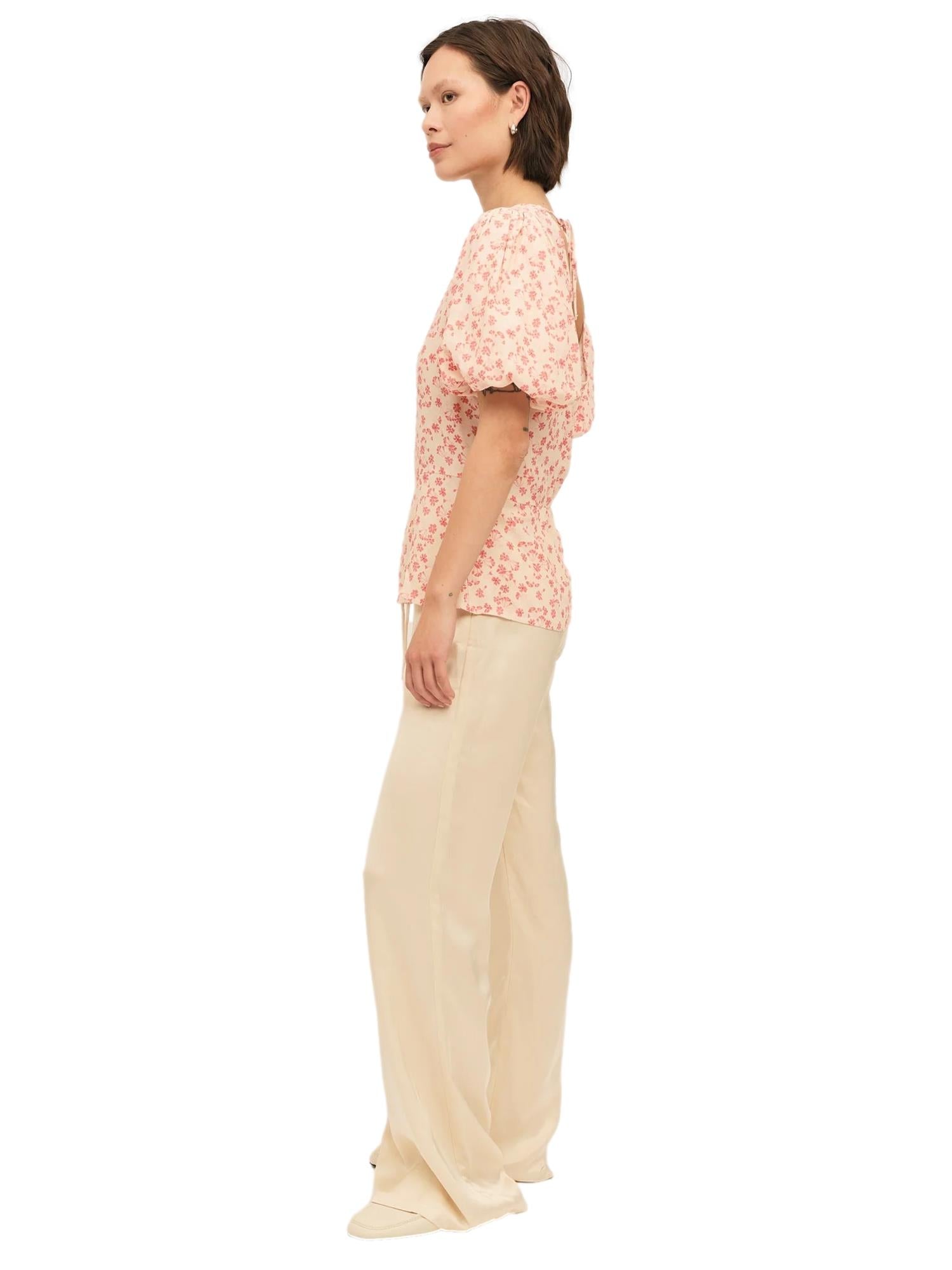 Once Untold Athilda Blouse Topp Beige Og Rosa - modostore.no