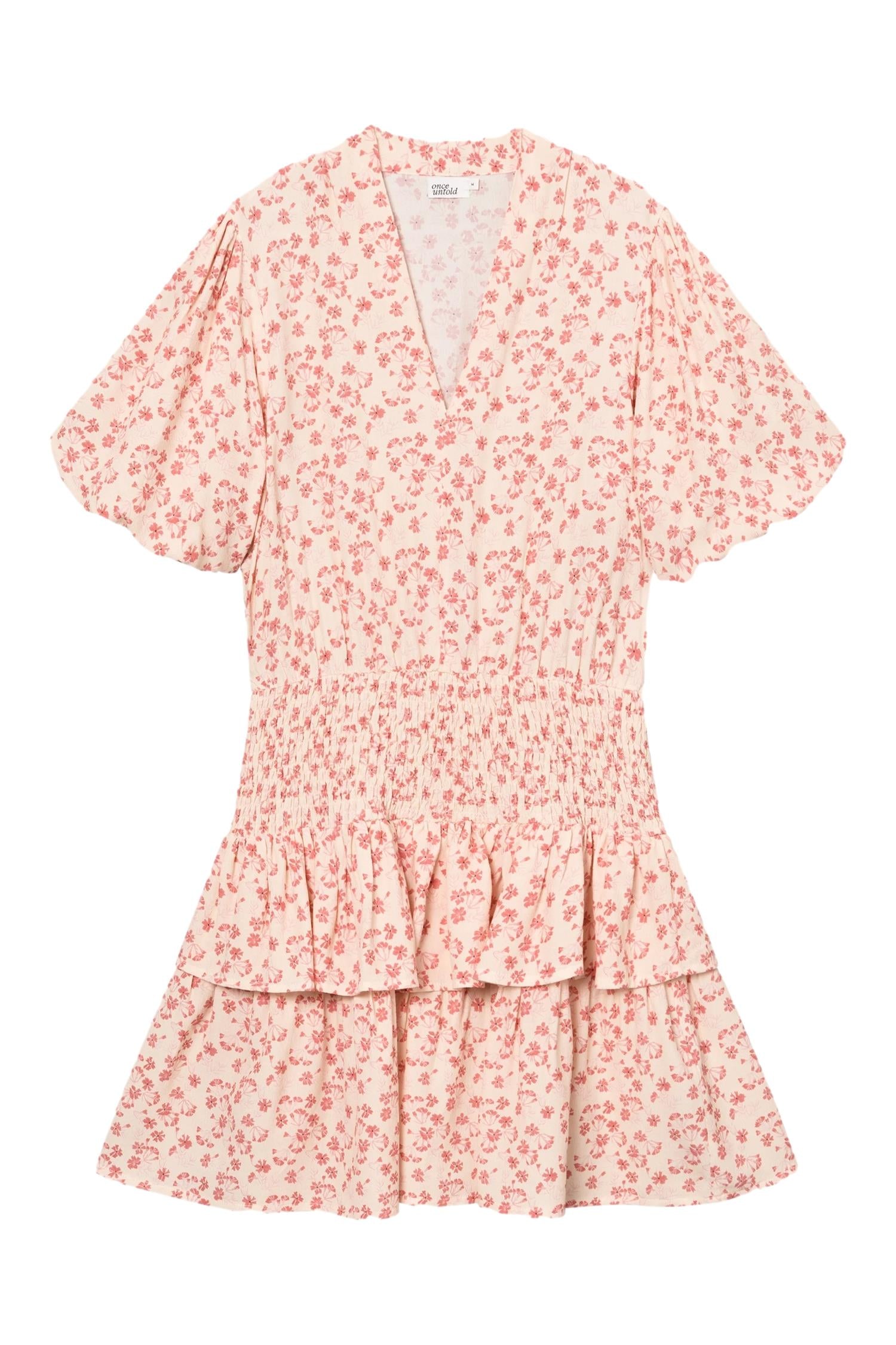 Once Untold Athilda Smock Dress Kjole Beige Og Rosa - modostore.no