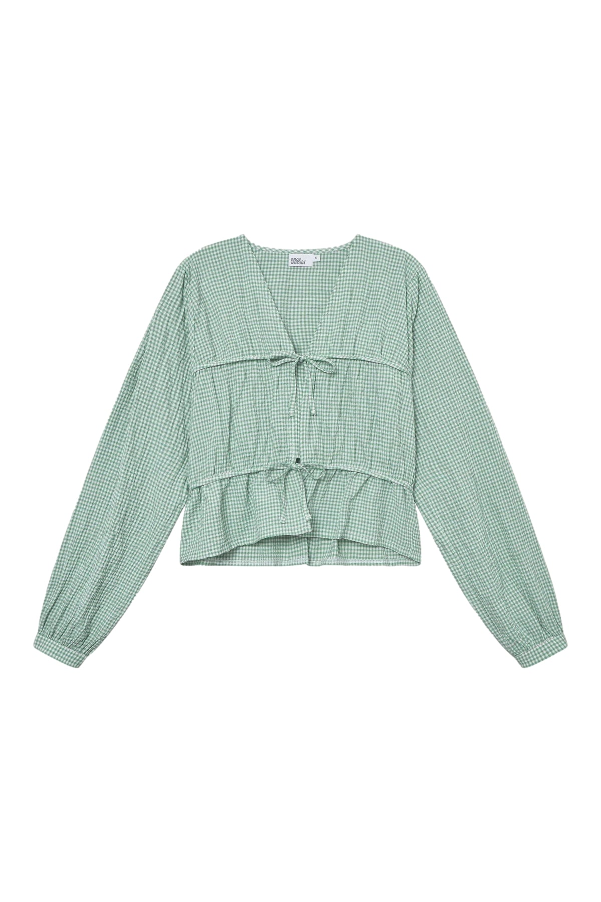 Once Untold Indiana String Blouse Skjorte Hvit Og Grønn - modostore.no