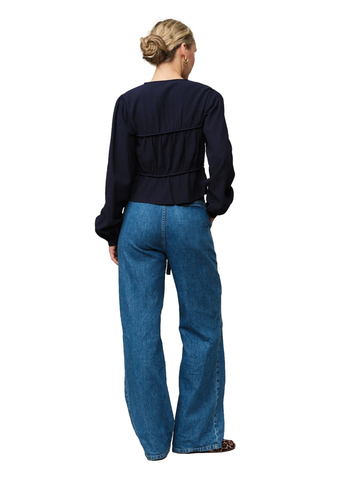 Once Untold Mercer String Blouse Skjorte Marine - modostore.no