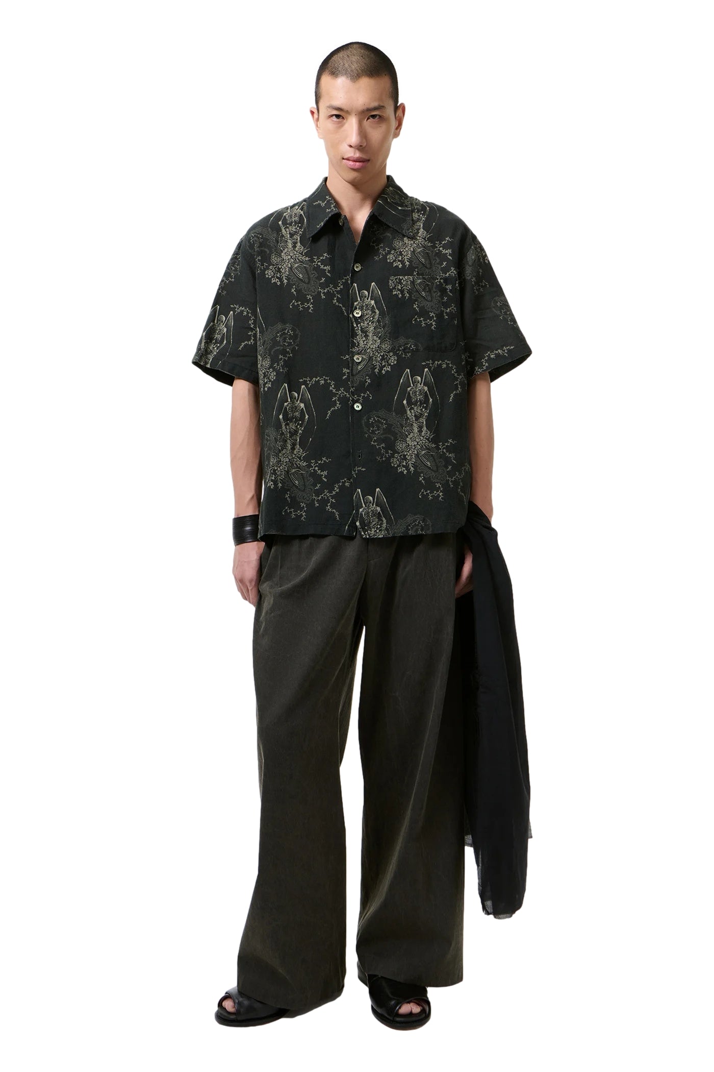 Our Legacy Every Shirt Shortsleeve Skjorte Sort Mønster - modostore.no