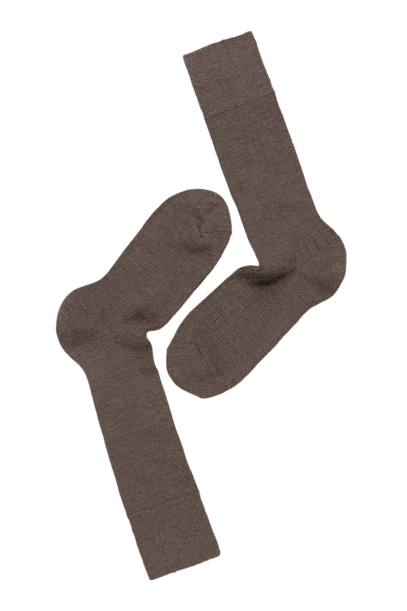 Panos Emporio 2PK Calle Premium Mercerized Wool Rib Sokker Brun - modostore.no
