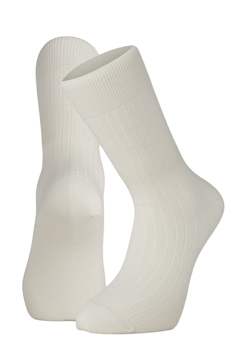 Panos Emporio 2PK Calle Premium Mercerized Wool Rib Sokker Off-White - modostore.no