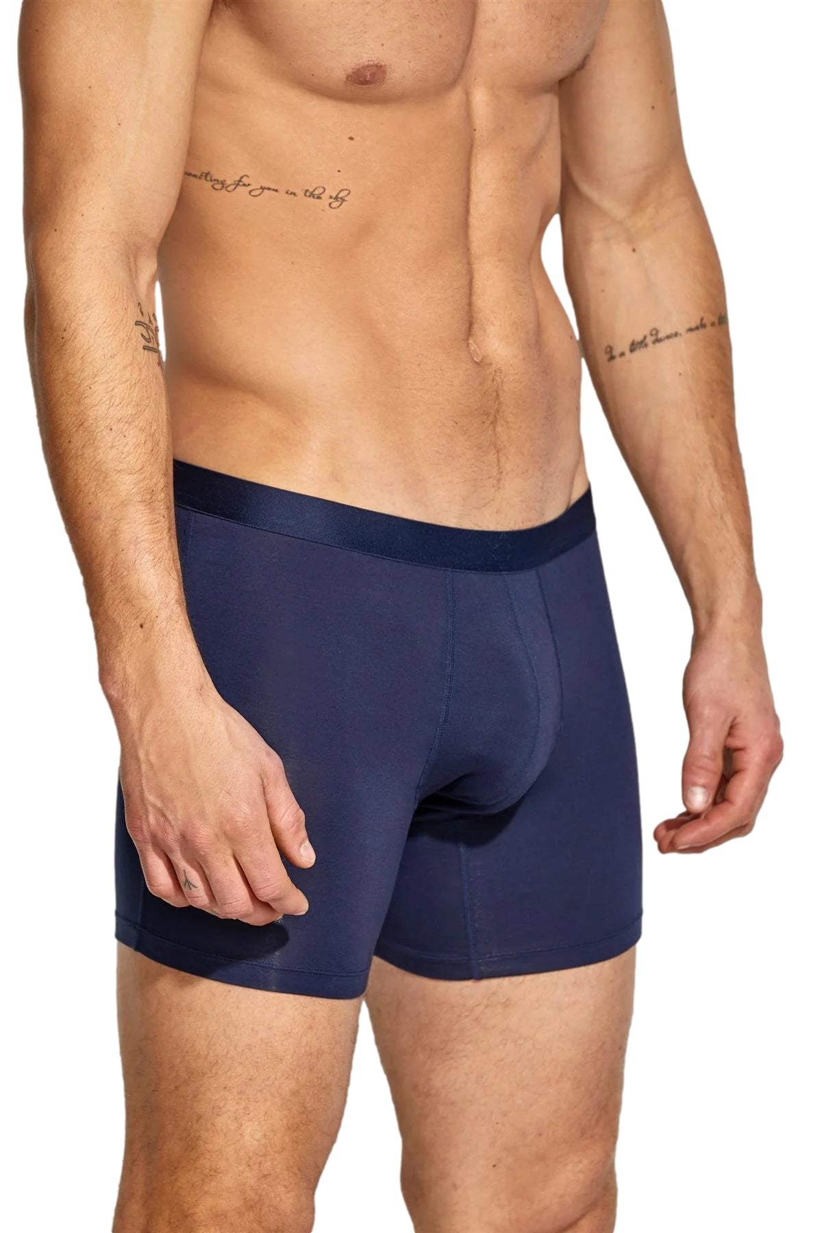 Toalettsortering for menn, Panos Emporio 2-pack EcoVero pouch boxershorts i mørkeblå, komfortabel og miljøvennlig.