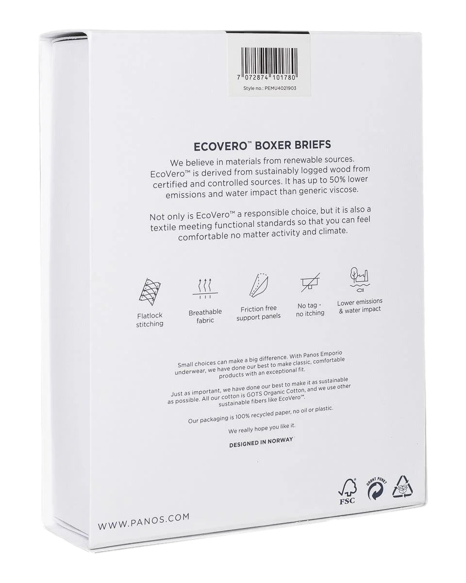 Panos Emporio 2-pack EcoVero boxershorts i mørkeblå, komfortable underbukser i økologisk materiale, vist på modellen.