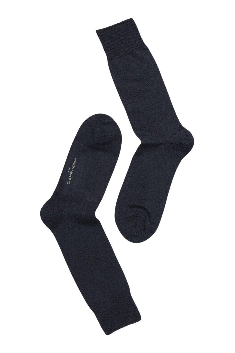 Tre pakning navy casual flat knit sokker fra Panos Emporio, myke og komfortable til daglig bruk.