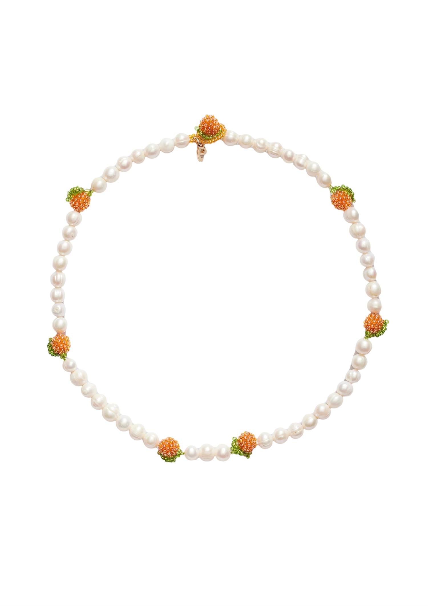 Pura Utz Multi Pearl Orange Necklace Smykke Hvit - modostore.no