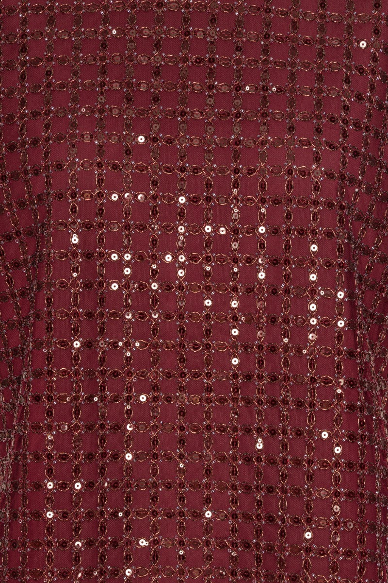 ROTATE Beaded Oversized Top Topp Vinrød - modostore.no