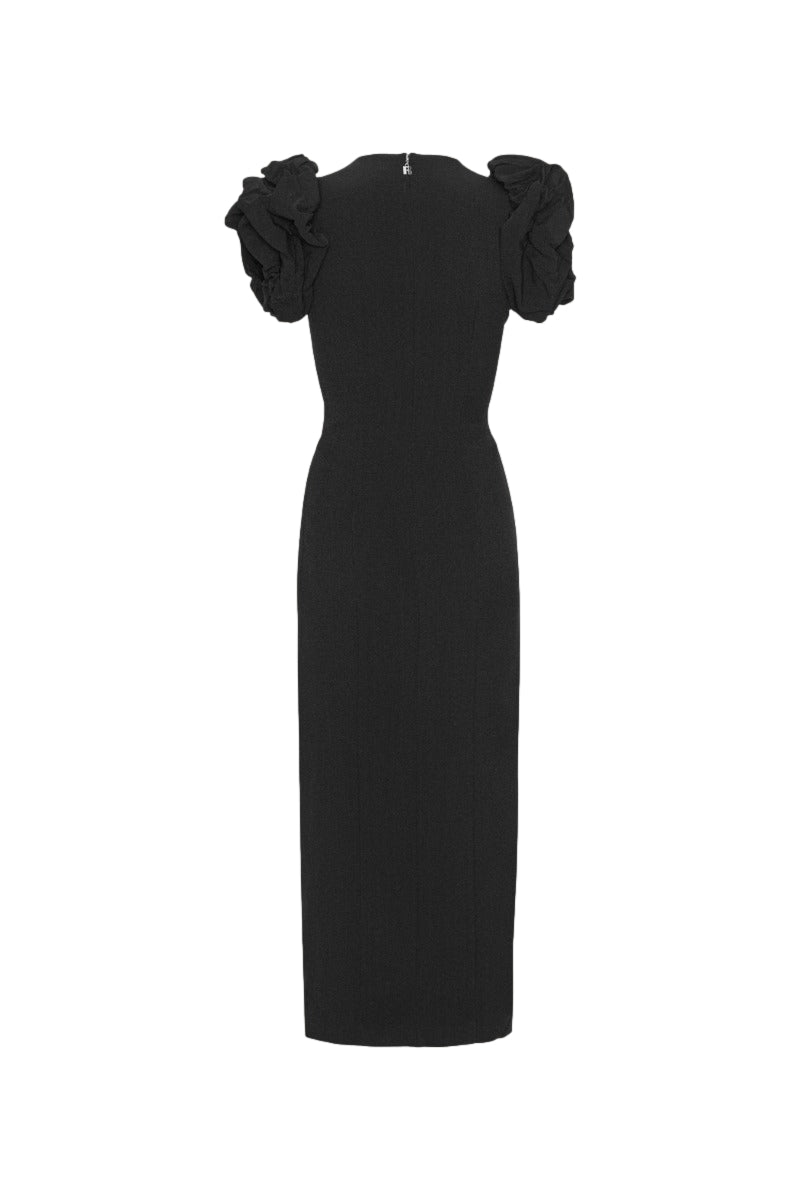 ROTATE Crepe Puffy Midi Dress Kjole Sort - modostore.no