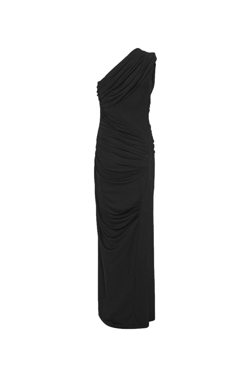 ROTATE Draped One Shoulder Dress Kjole Sort - modostore.no